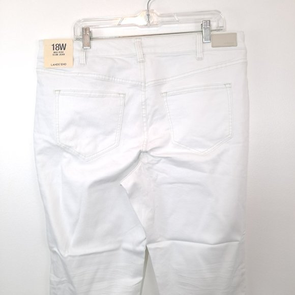 New NWT Lands End White Mid Rise Slim Denim Jeans - Picture 4 of 9
